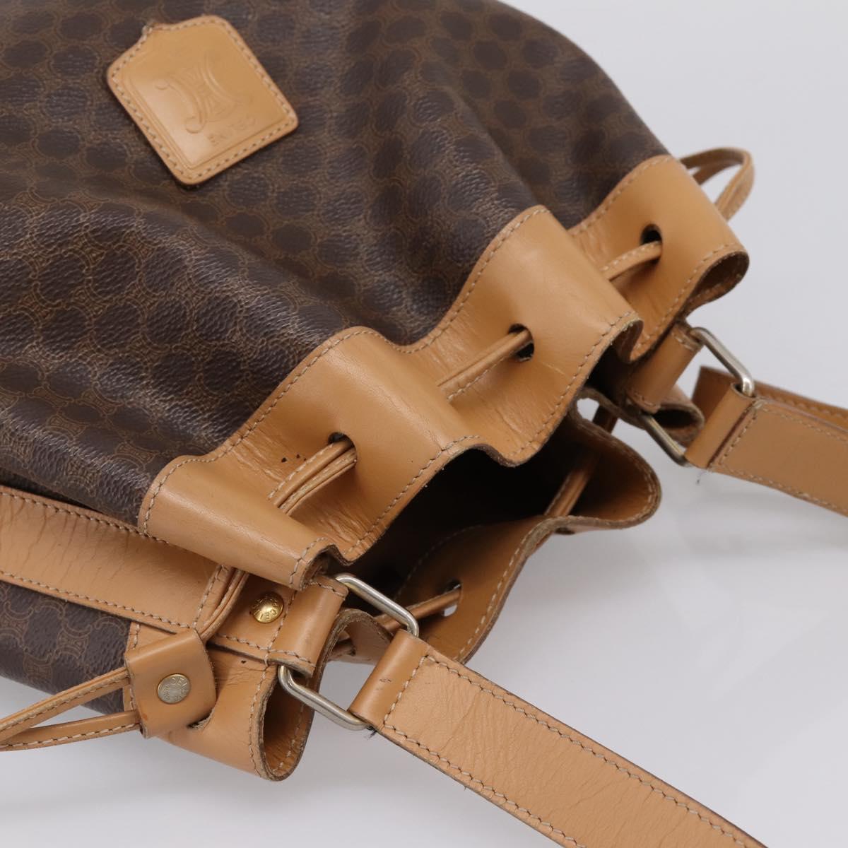 CELINE Macadam Shoulder Bag PVC Leather Brown Gold Tone Auth ep15713A
