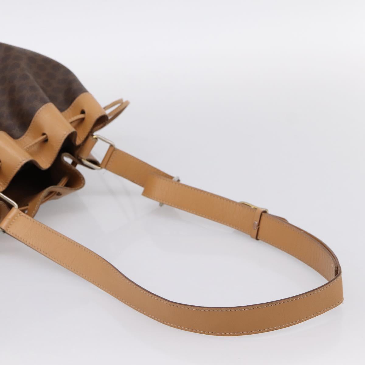 CELINE Macadam Shoulder Bag PVC Leather Brown Gold Tone Auth ep15713A