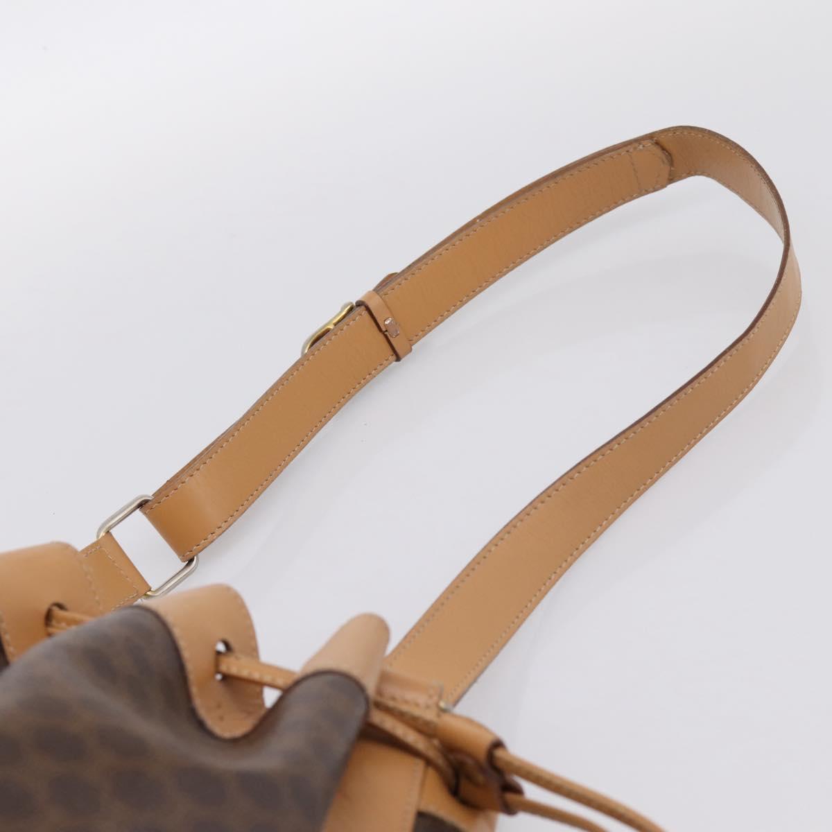 CELINE Macadam Shoulder Bag PVC Leather Brown Gold Tone Auth ep15713A