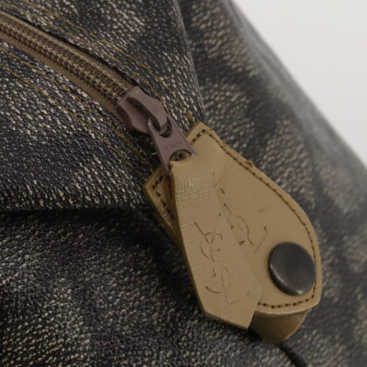 SAINT LAURENT Boston Bag PVC Leather Gray Beige Auth ep15716