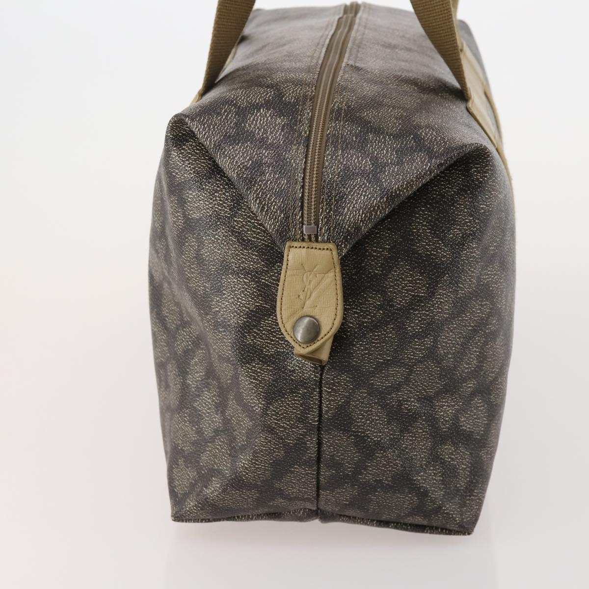 SAINT LAURENT Boston Bag PVC Leather Gray Beige Auth ep15716