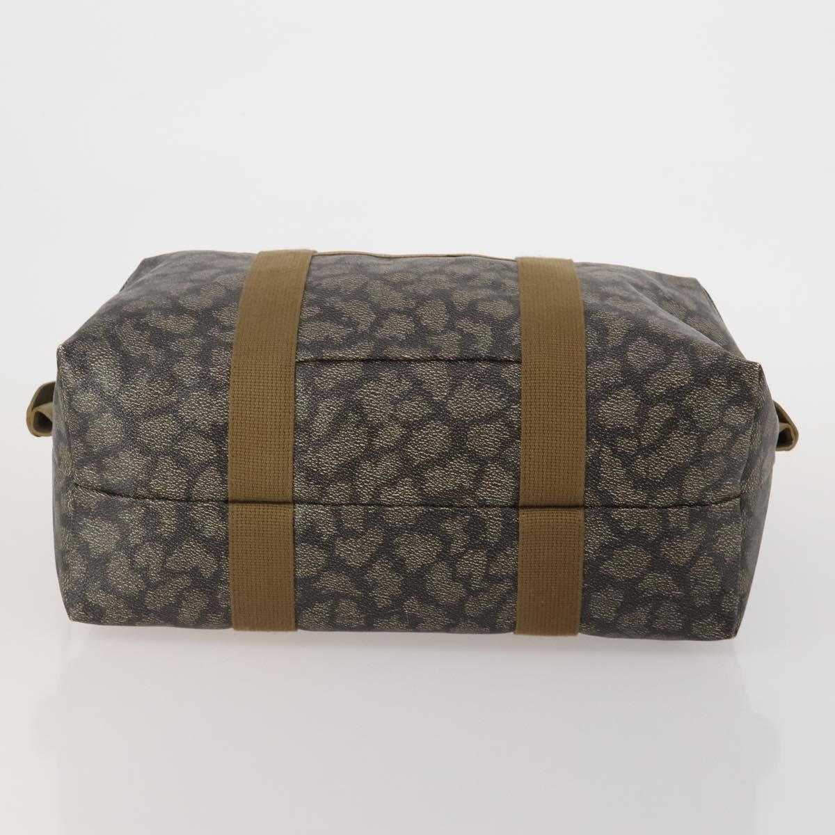 SAINT LAURENT Boston Bag PVC Leather Gray Beige Auth ep15716