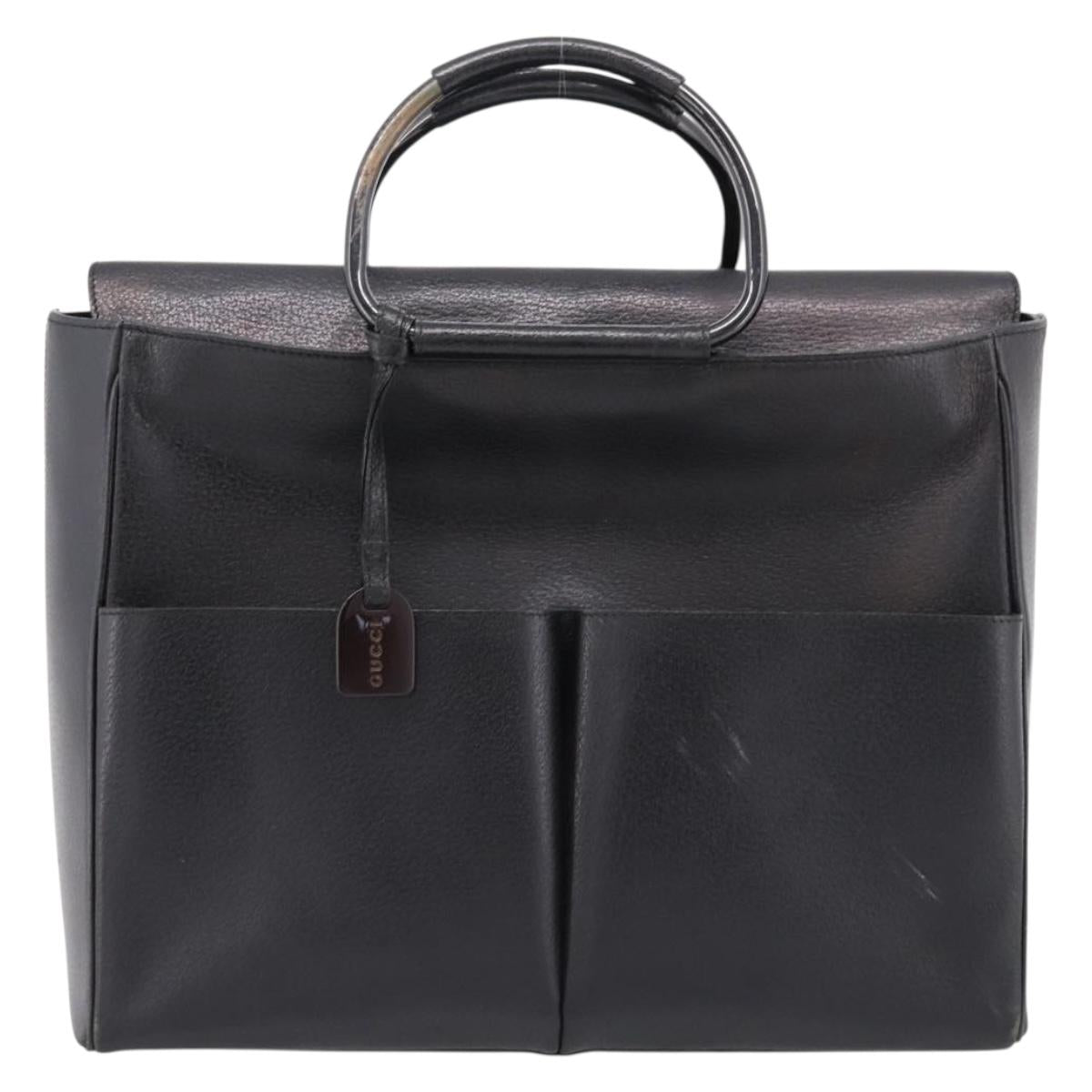 GUCCI Hand Bag Leather Black Silver 002 3754 1313 Auth ep15717