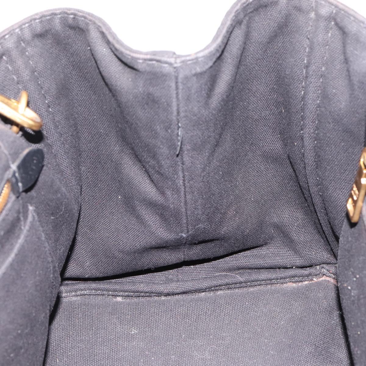 PRADA Canapa MM Hand Bag Canvas 2way Black Gold Tone Auth ep15718