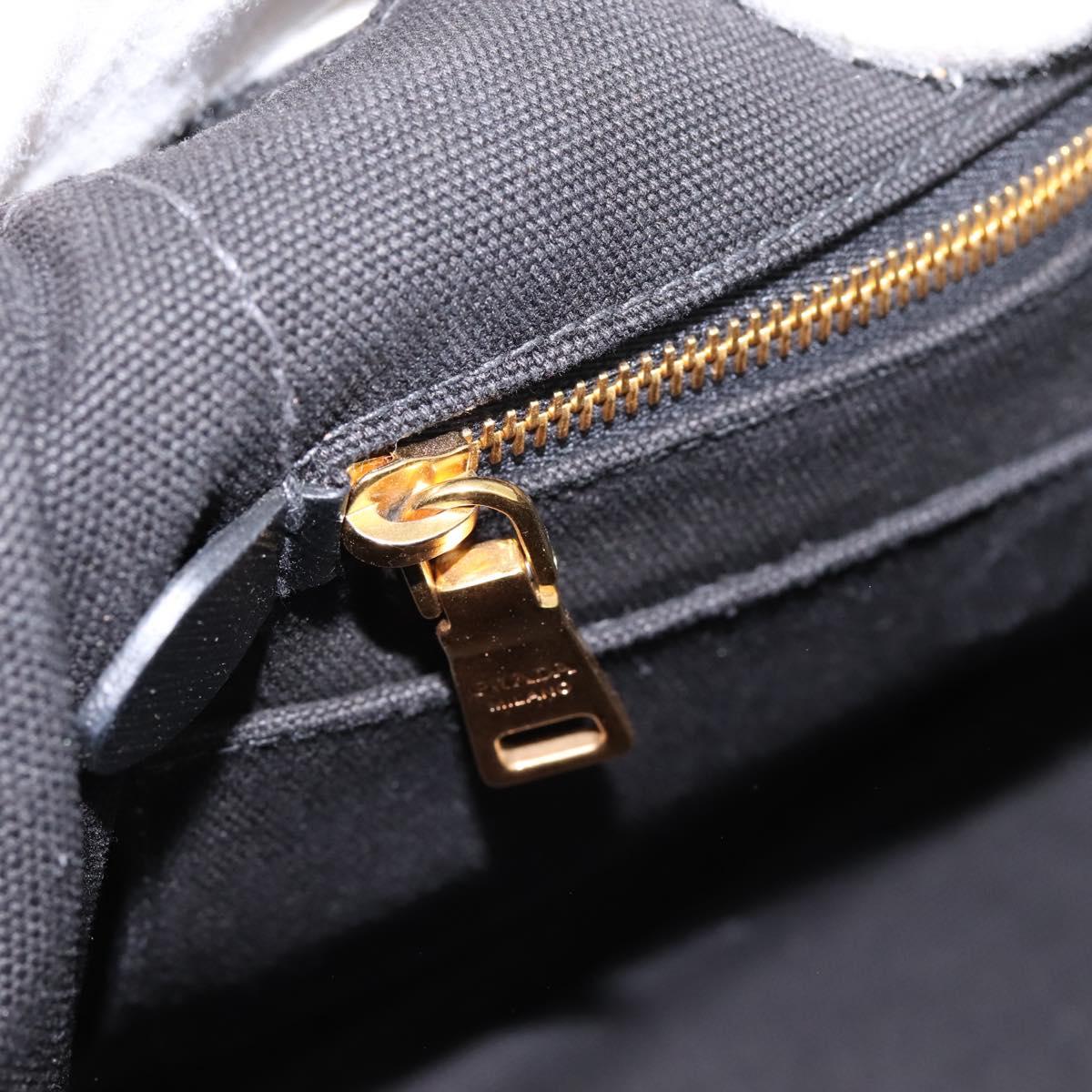 PRADA Canapa MM Hand Bag Canvas 2way Black Gold Tone Auth ep15718