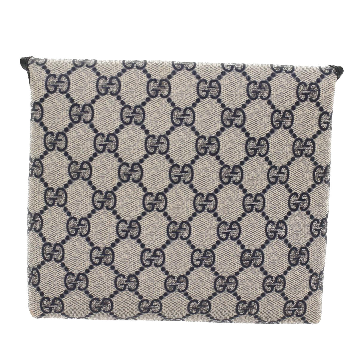 GUCCI GG Canvas Pouch PVC Leather Gray Navy 010 378 Auth ep1572