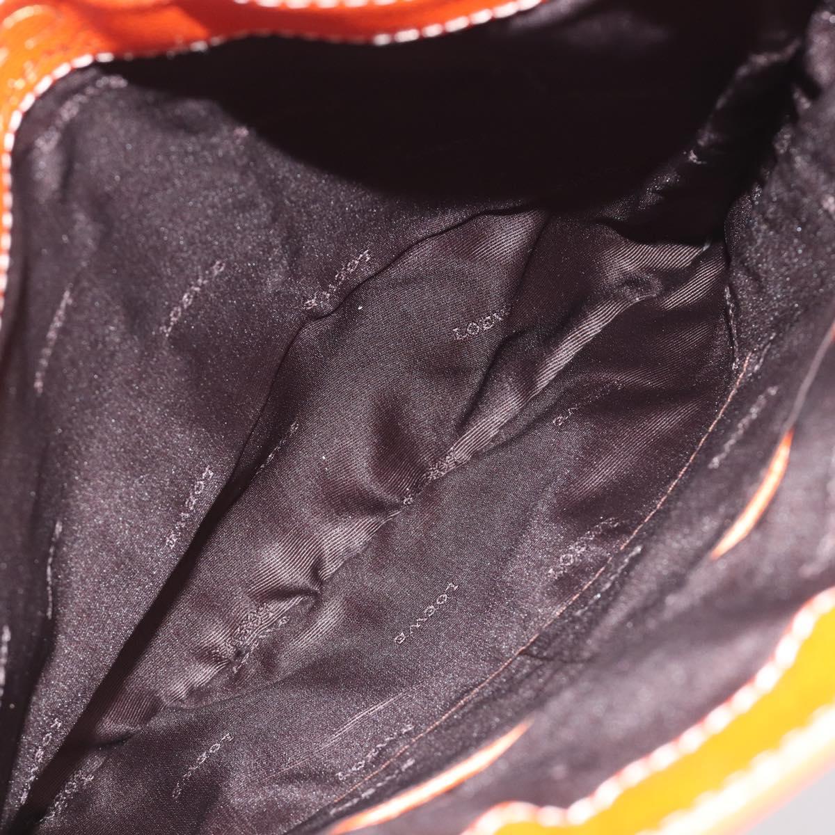 LOEWE anagram Tote Bag Canvas Orange Gold Tone Auth ep15720