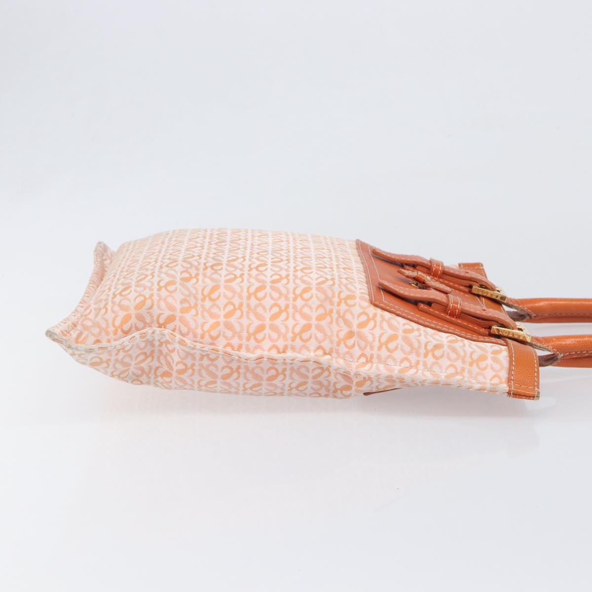 LOEWE anagram Tote Bag Canvas Orange Gold Tone Auth ep15720