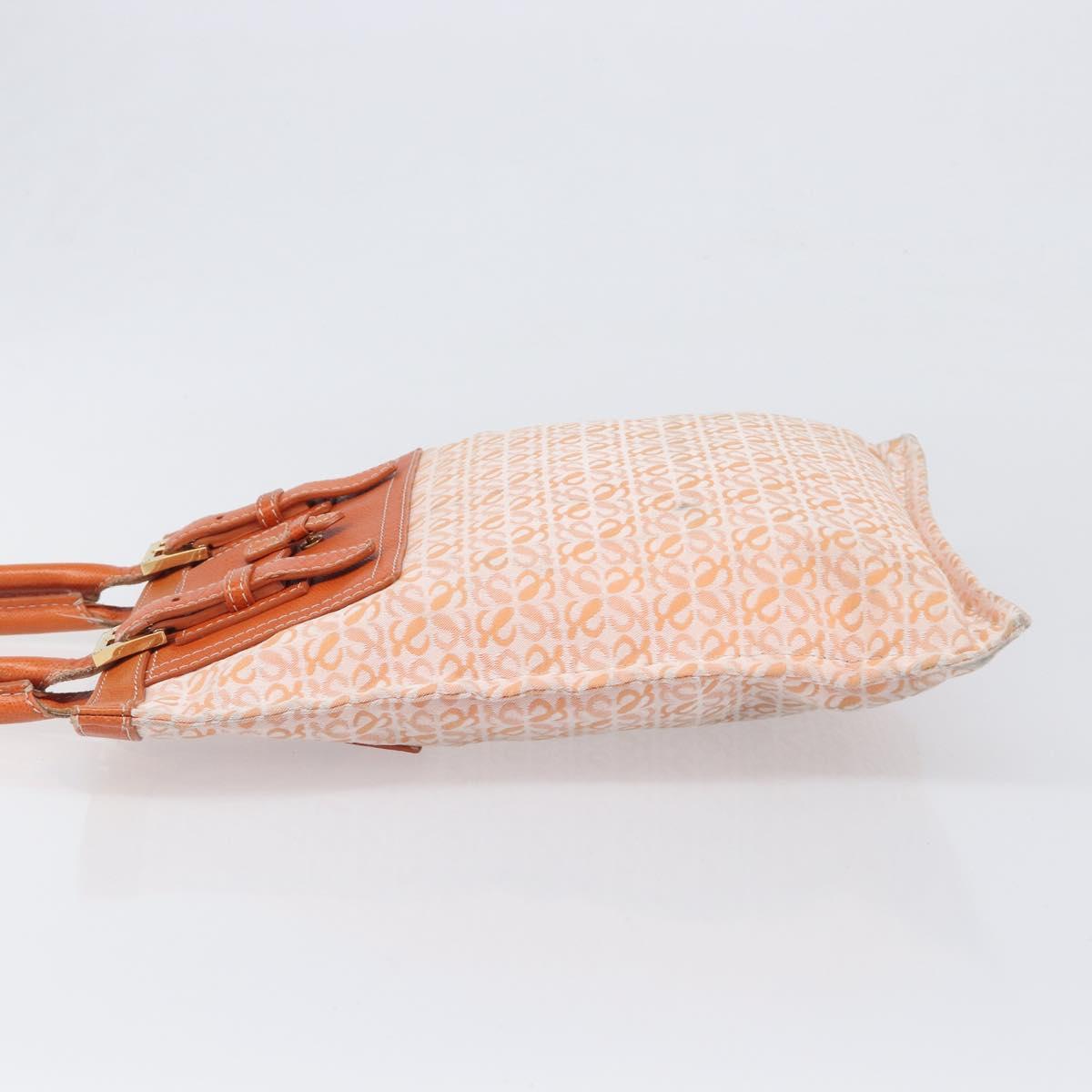 LOEWE anagram Tote Bag Canvas Orange Gold Tone Auth ep15720