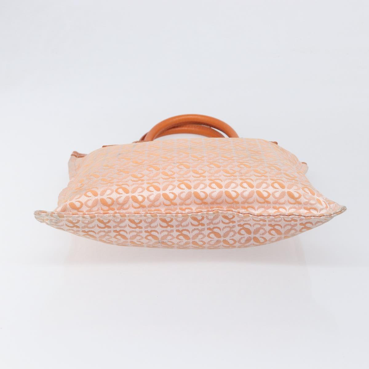 LOEWE anagram Tote Bag Canvas Orange Gold Tone Auth ep15720