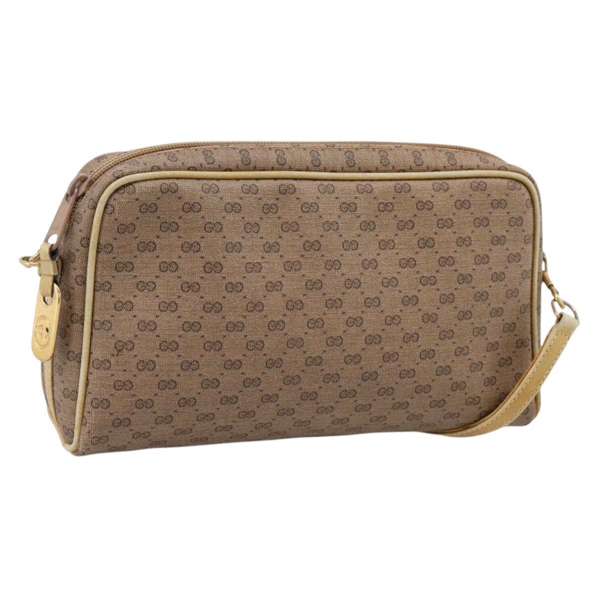 GUCCI Micro GG Shoulder Bag PVC Leather Beige Gold Tone 007 87 0012 Auth ep15721
