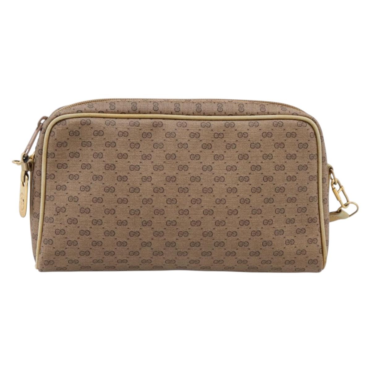 GUCCI Micro GG Shoulder Bag PVC Leather Beige Gold Tone 007 87 0012 Auth ep15721