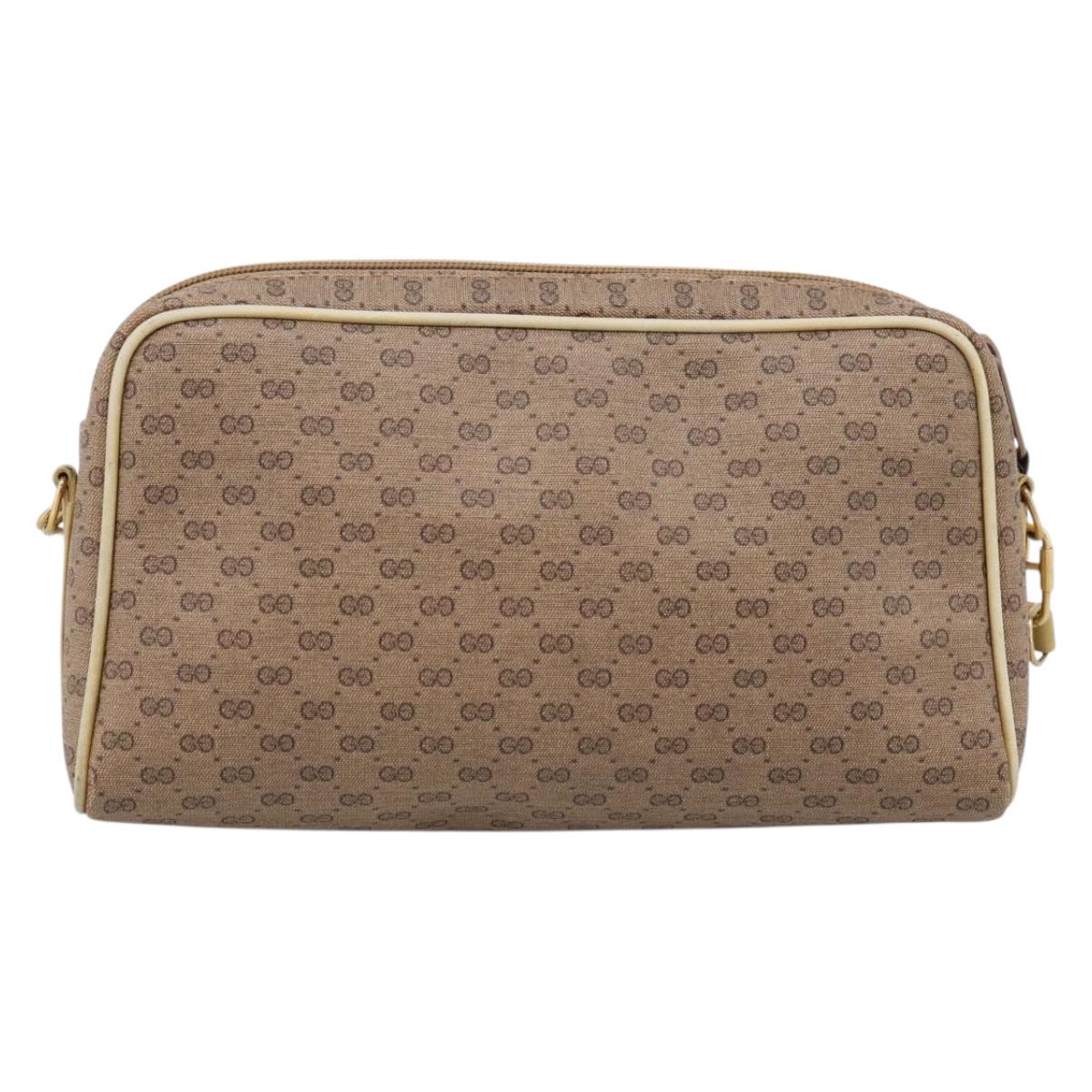 GUCCI Micro GG Shoulder Bag PVC Leather Beige Gold Tone 007 87 0012 Auth ep15721