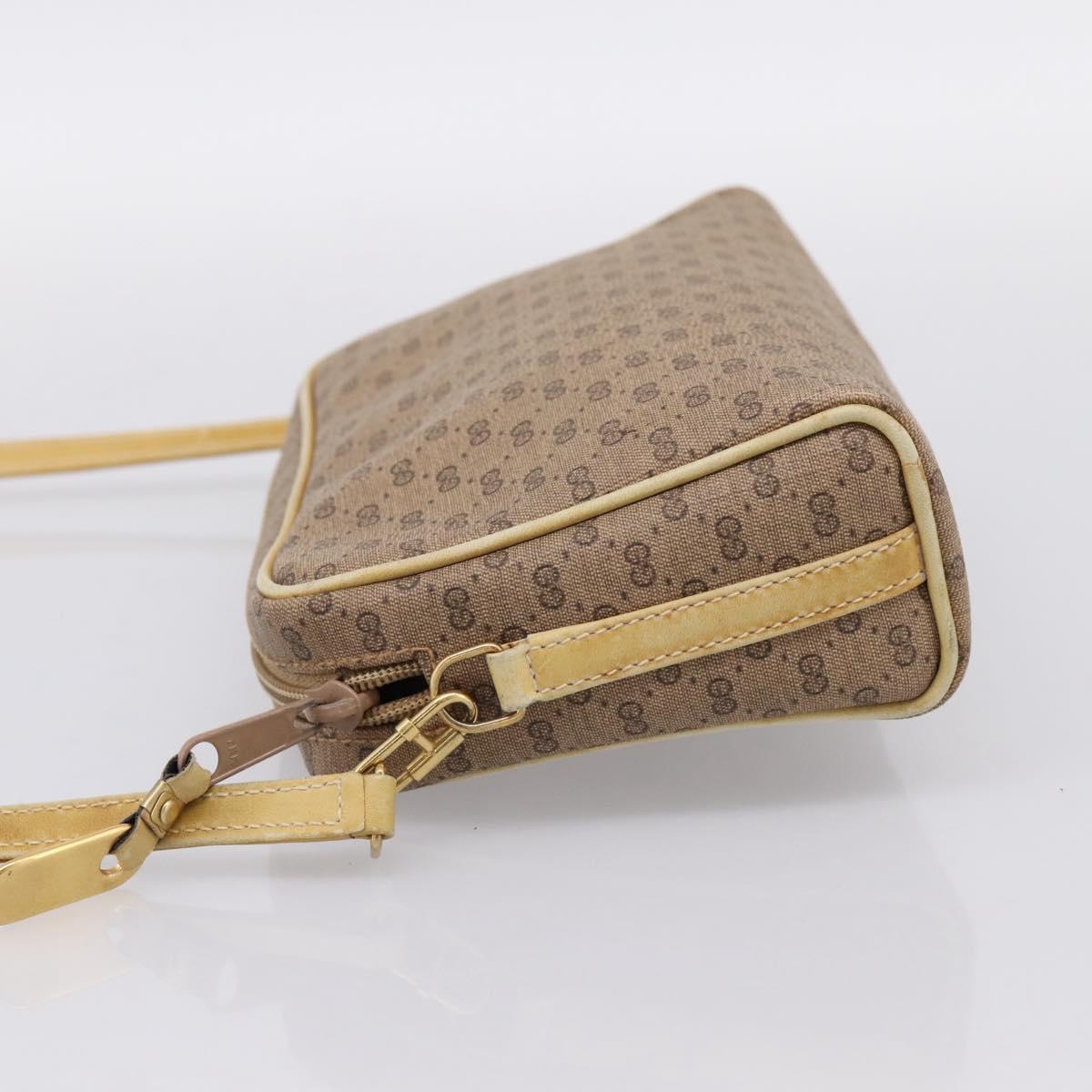 GUCCI Micro GG Shoulder Bag PVC Leather Beige Gold Tone 007 87 0012 Auth ep15721