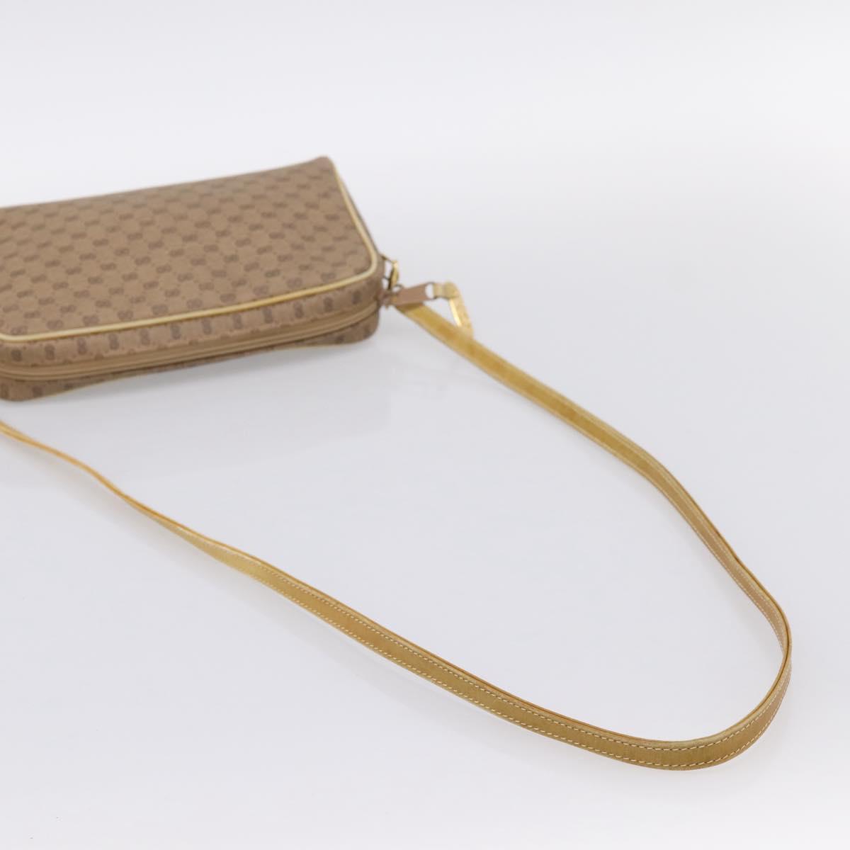 GUCCI Micro GG Shoulder Bag PVC Leather Beige Gold Tone 007 87 0012 Auth ep15721