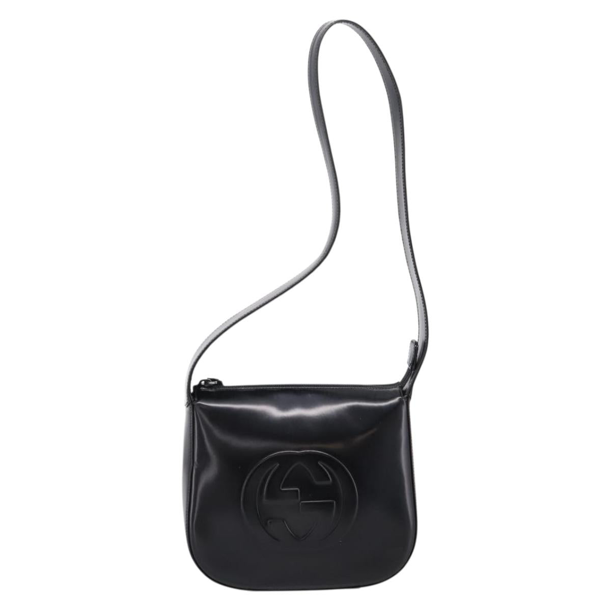 GUCCI Shoulder Bag patent Black 007 2113 0250 Auth ep15722