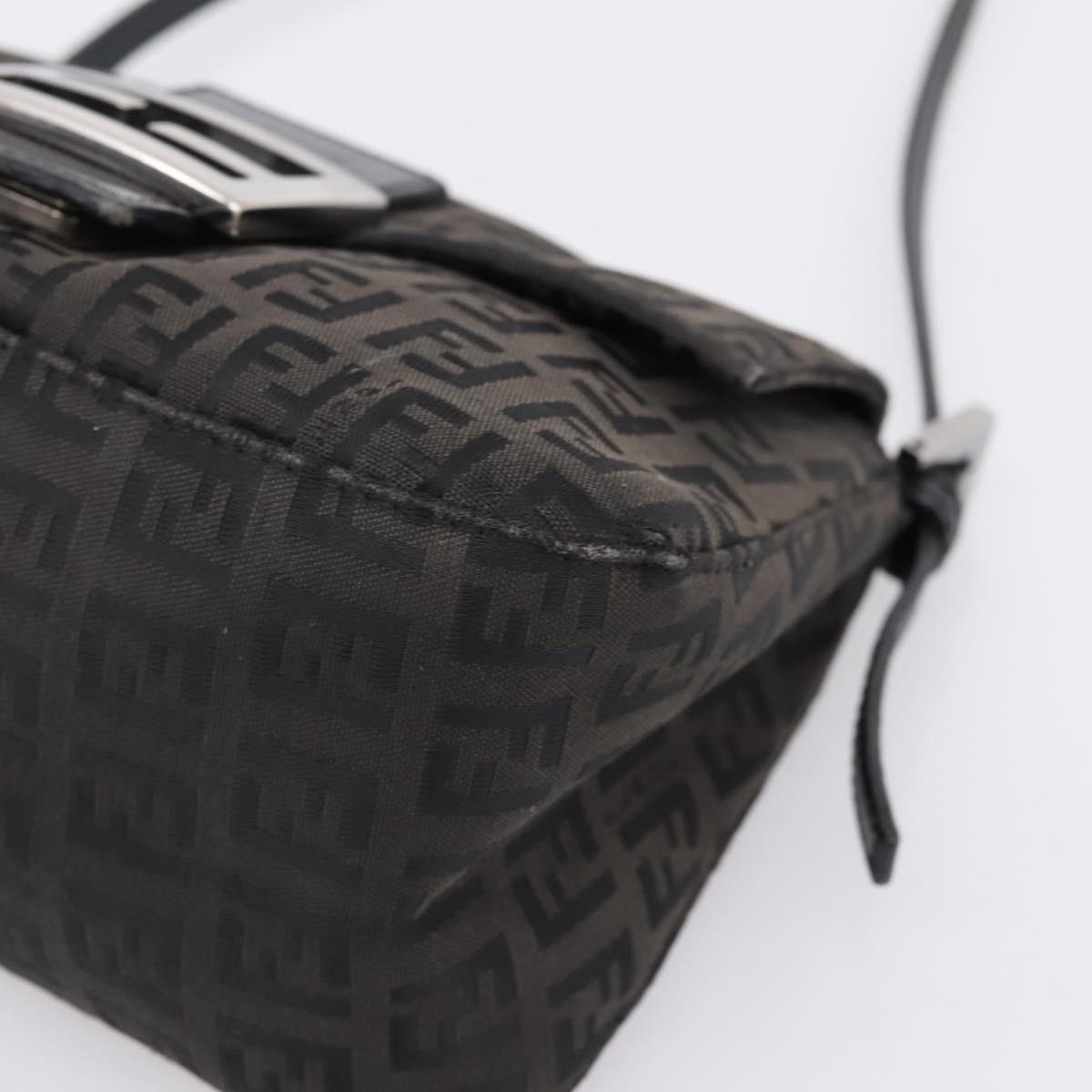 FENDI Zucchino Canvas Mamma Baguette Bag Black Silver 8BR180 Auth ep15723A