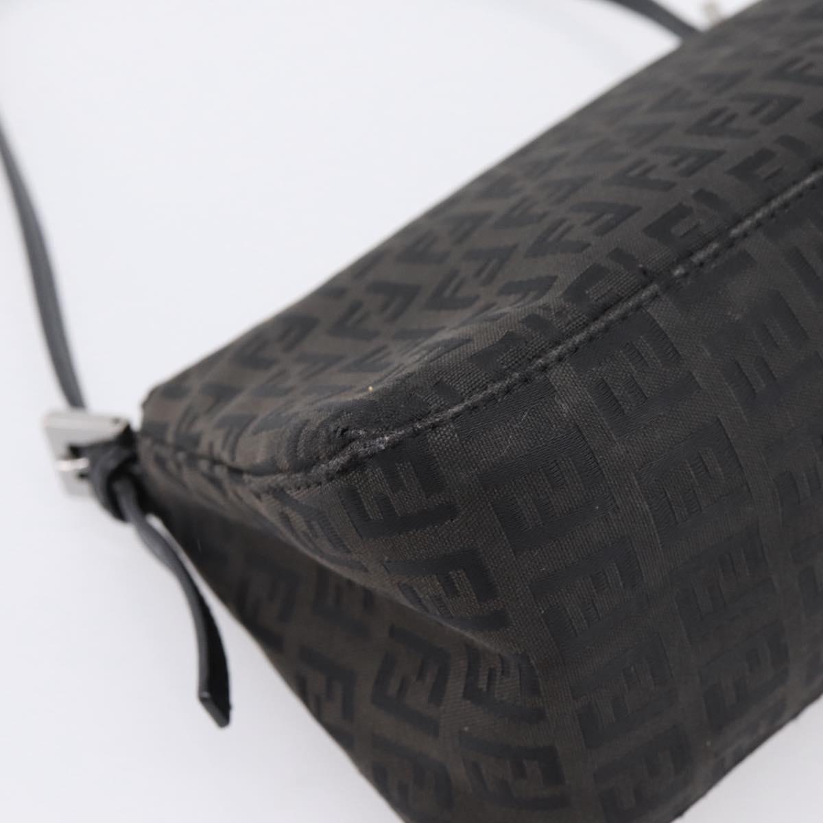 FENDI Zucchino Canvas Mamma Baguette Bag Black Silver 8BR180 Auth ep15723A