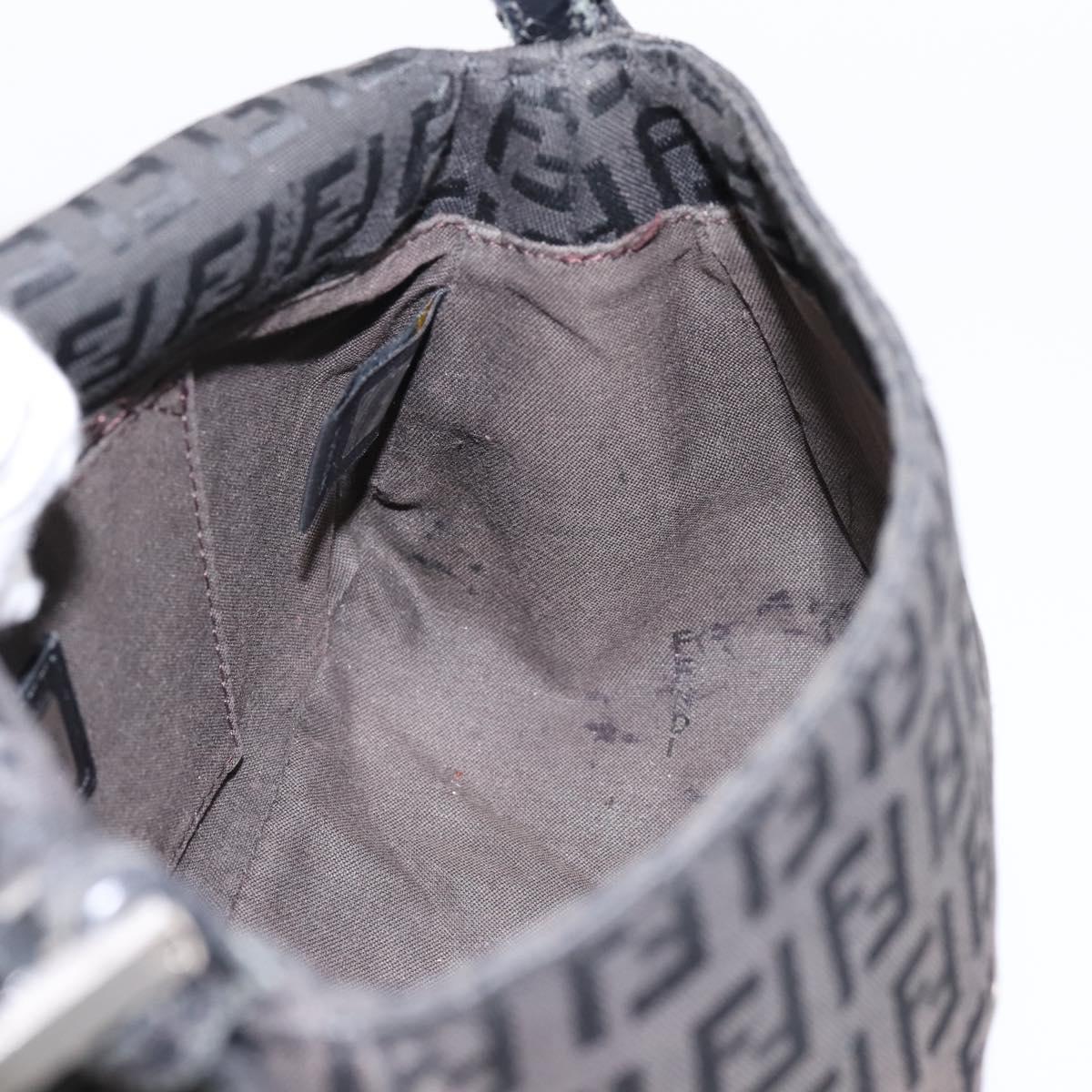 FENDI Zucchino Canvas Mamma Baguette Bag Black Silver 8BR180 Auth ep15723A