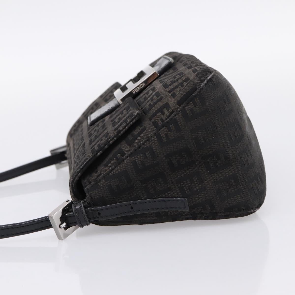 FENDI Zucchino Canvas Mamma Baguette Bag Black Silver 8BR180 Auth ep15723A