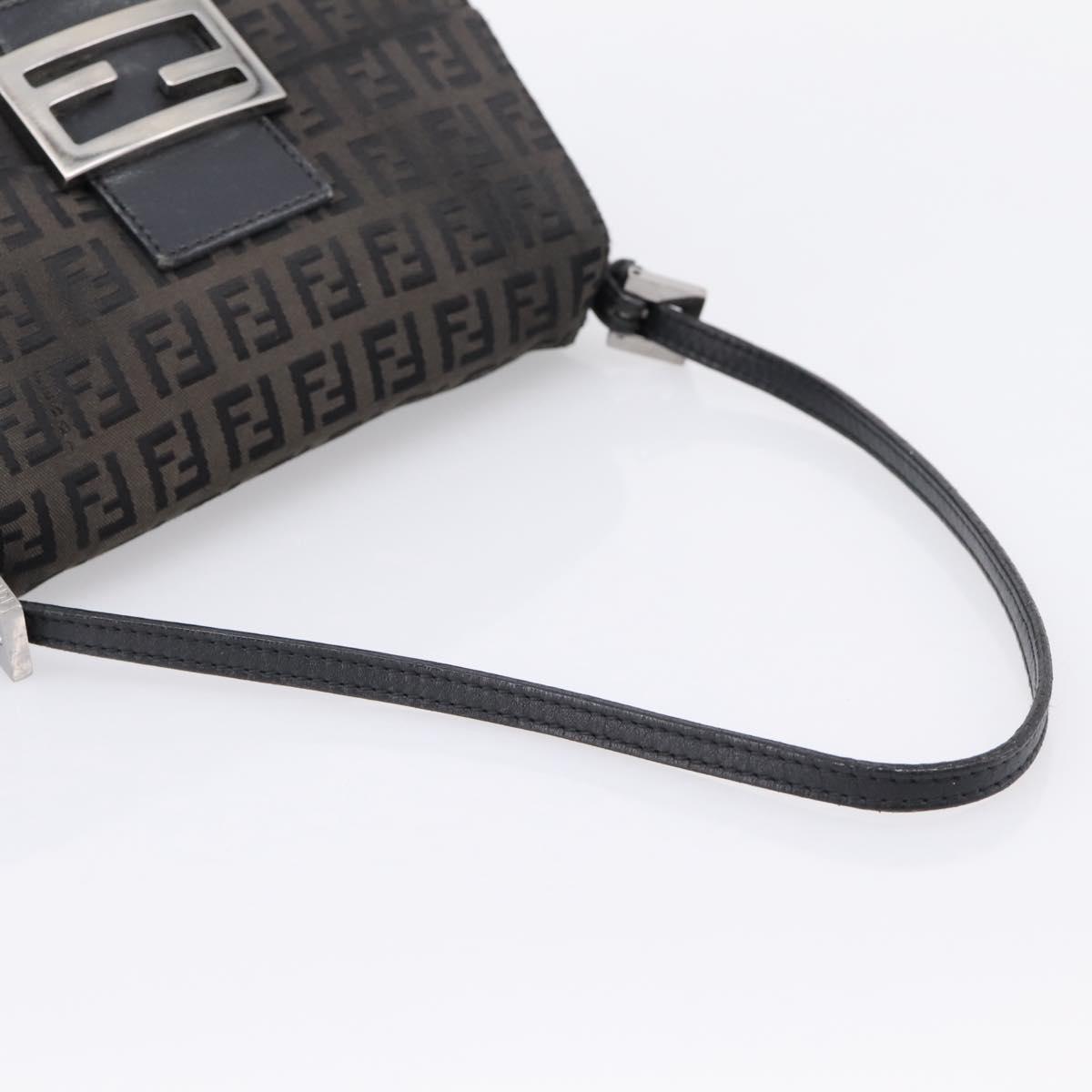 FENDI Zucchino Canvas Mamma Baguette Bag Black Silver 8BR180 Auth ep15723A