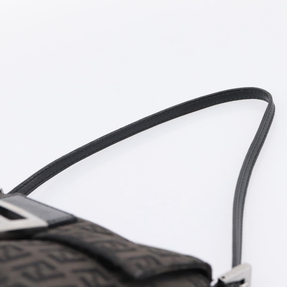 FENDI Zucchino Canvas Mamma Baguette Bag Black Silver 8BR180 Auth ep15723A