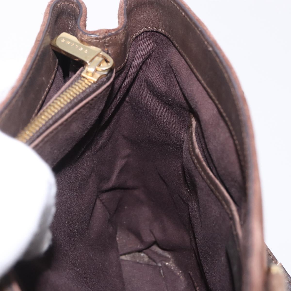 CELINE C Macadam Hand Bag Suede Brown Gold Tone Auth ep15724