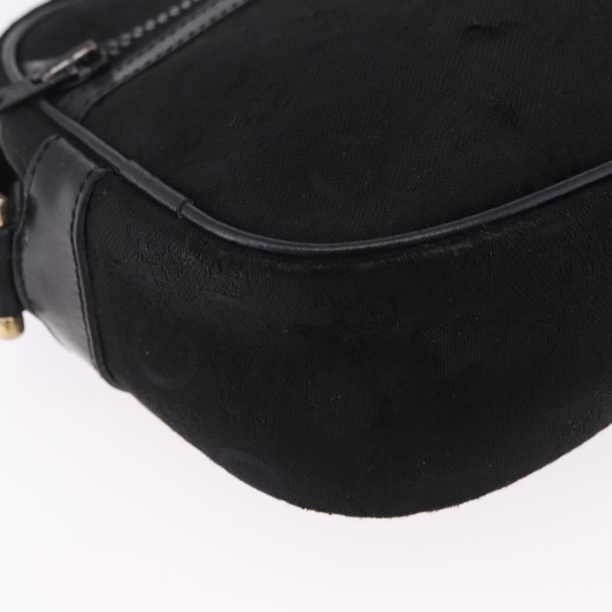 CELINE C Saluki Shoulder Bag Canvas Black Gold Tone Auth ep15727