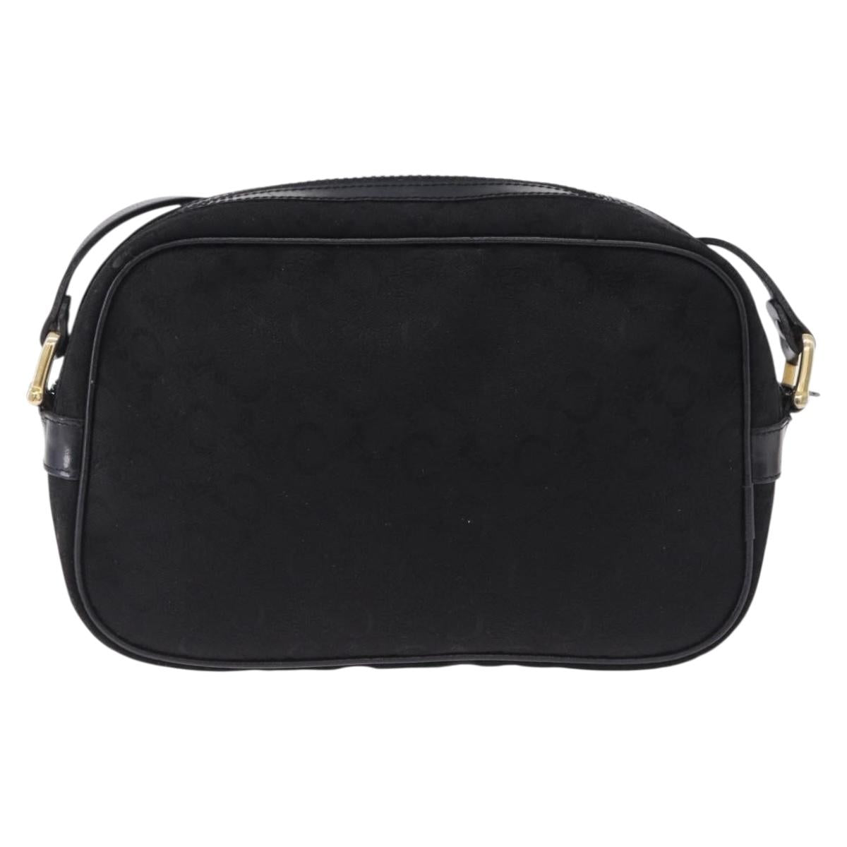CELINE C Saluki Shoulder Bag Canvas Black Gold Tone Auth ep15727