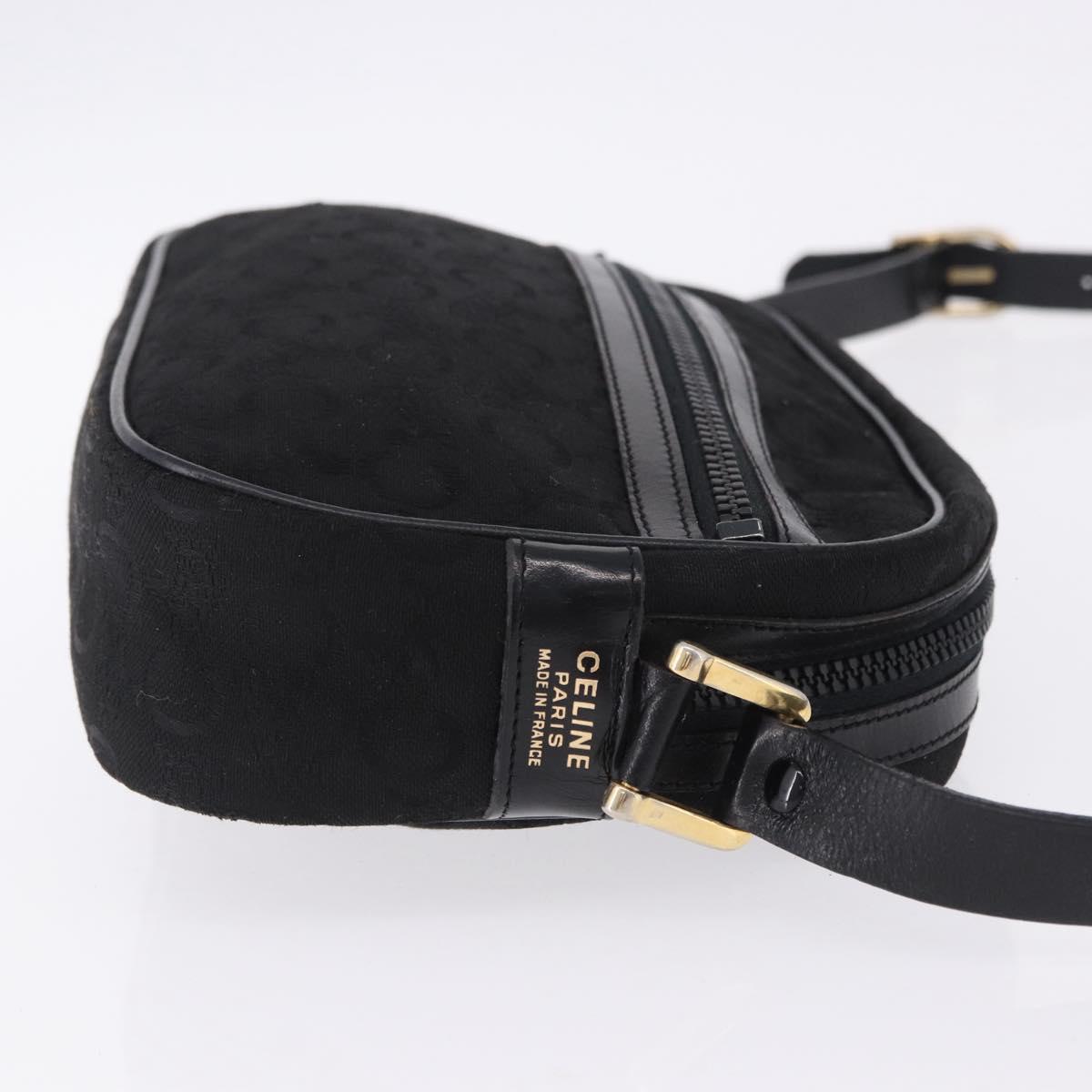 CELINE C Saluki Shoulder Bag Canvas Black Gold Tone Auth ep15727