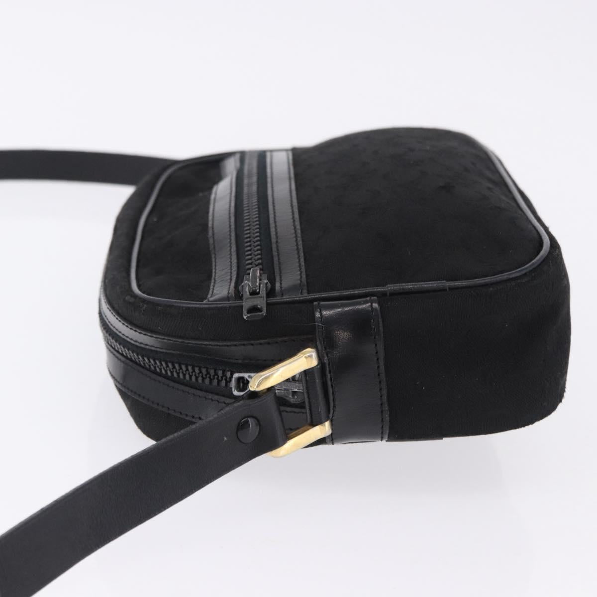 CELINE C Saluki Shoulder Bag Canvas Black Gold Tone Auth ep15727