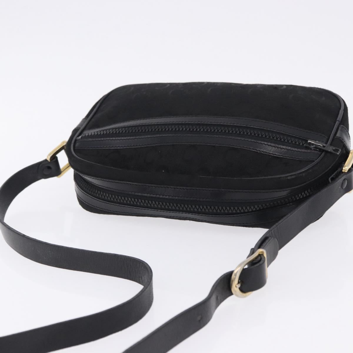 CELINE C Saluki Shoulder Bag Canvas Black Gold Tone Auth ep15727