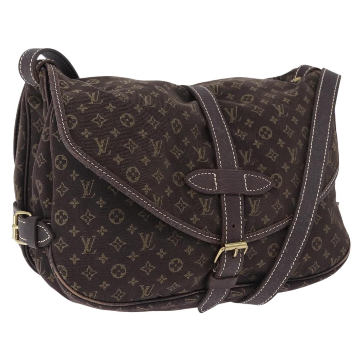 LOUIS VUITTON Monogram Mini Lin Saumur 30 Bag Brown Fuzan M95227 LV Auth ep15730