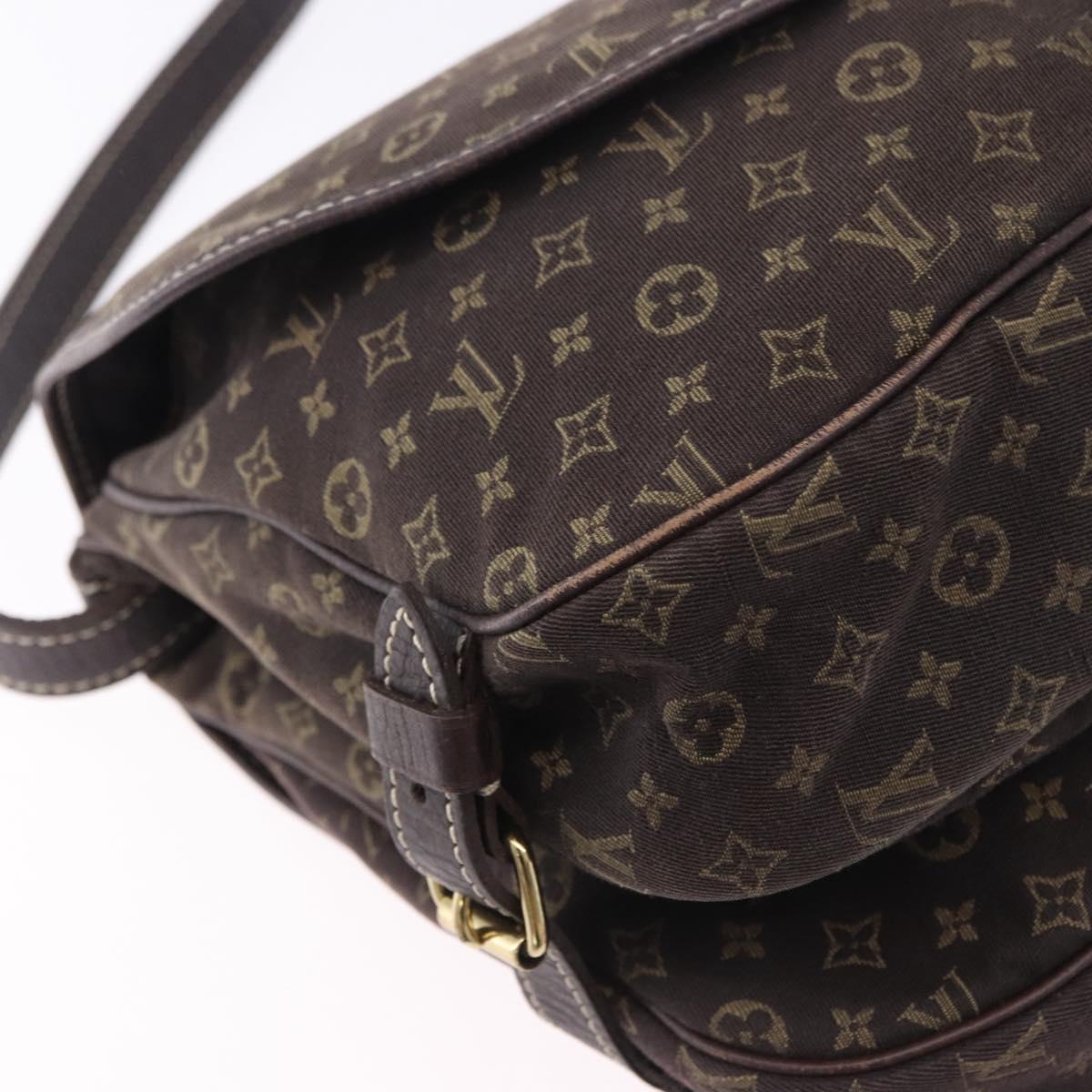 LOUIS VUITTON Monogram Mini Lin Saumur 30 Bag Brown Fuzan M95227 LV Auth ep15730