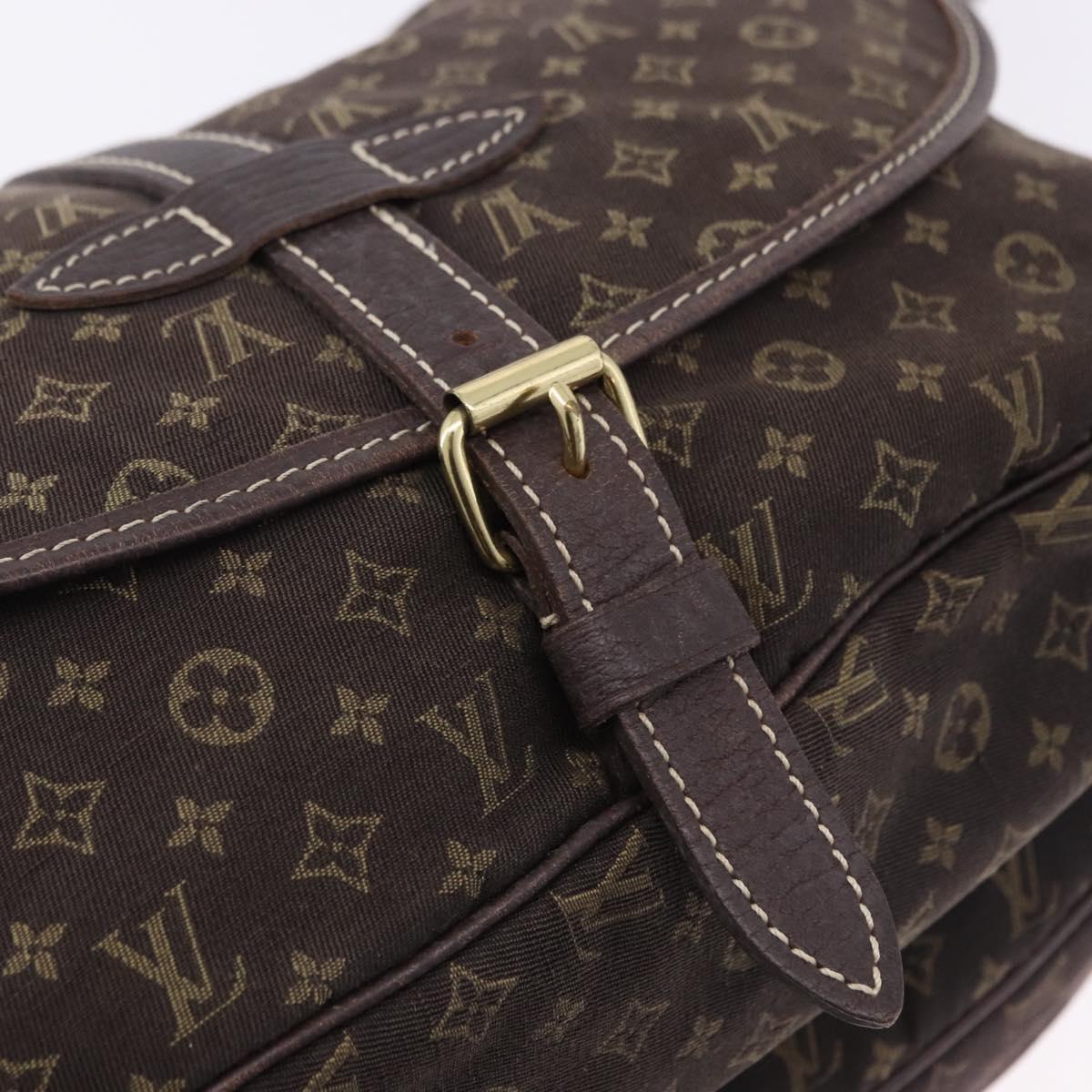 LOUIS VUITTON Monogram Mini Lin Saumur 30 Bag Brown Fuzan M95227 LV Auth ep15730