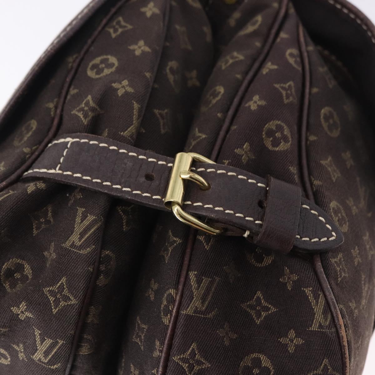 LOUIS VUITTON Monogram Mini Lin Saumur 30 Bag Brown Fuzan M95227 LV Auth ep15730