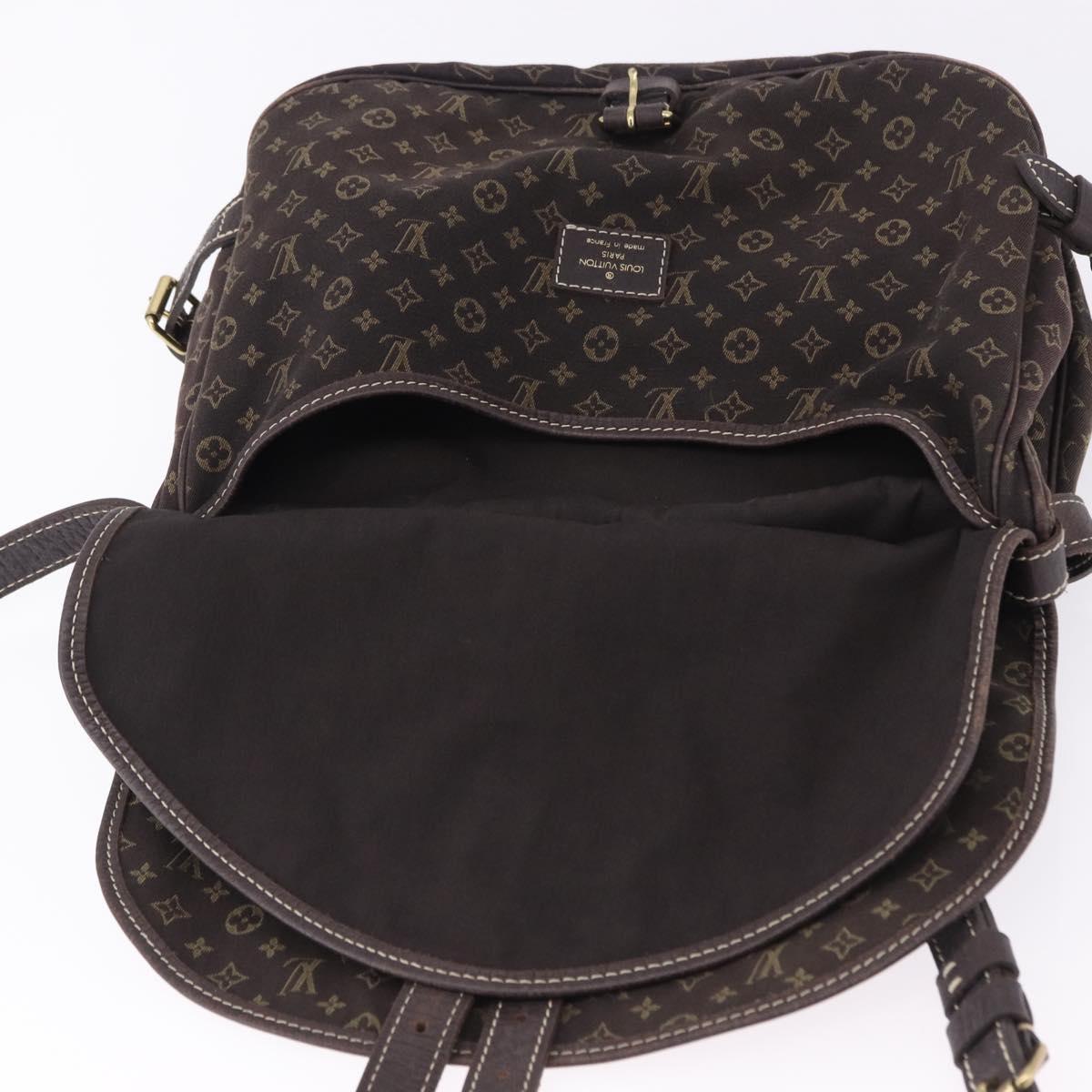 LOUIS VUITTON Monogram Mini Lin Saumur 30 Bag Brown Fuzan M95227 LV Auth ep15730