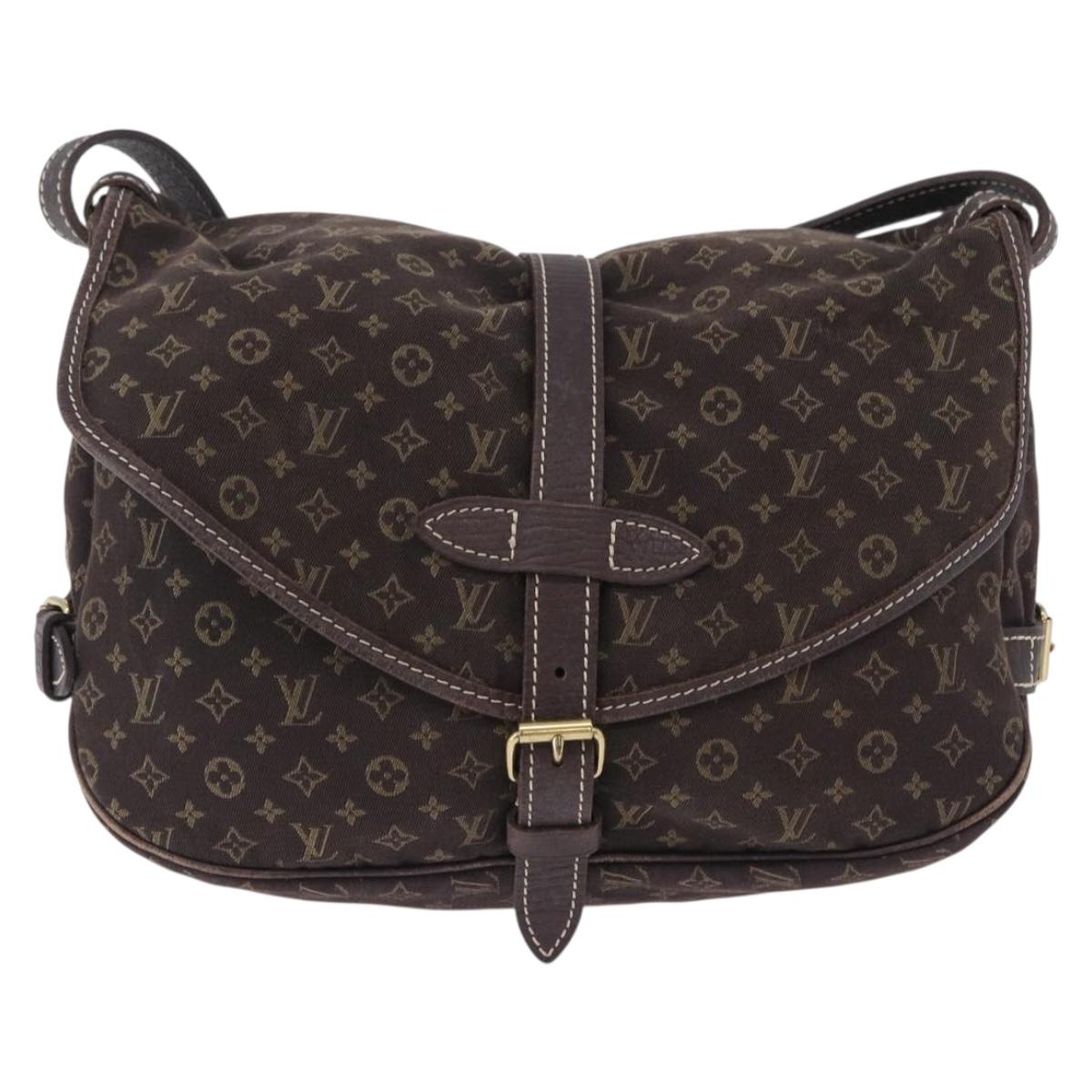 LOUIS VUITTON Monogram Mini Lin Saumur 30 Bag Brown Fuzan M95227 LV Auth ep15730
