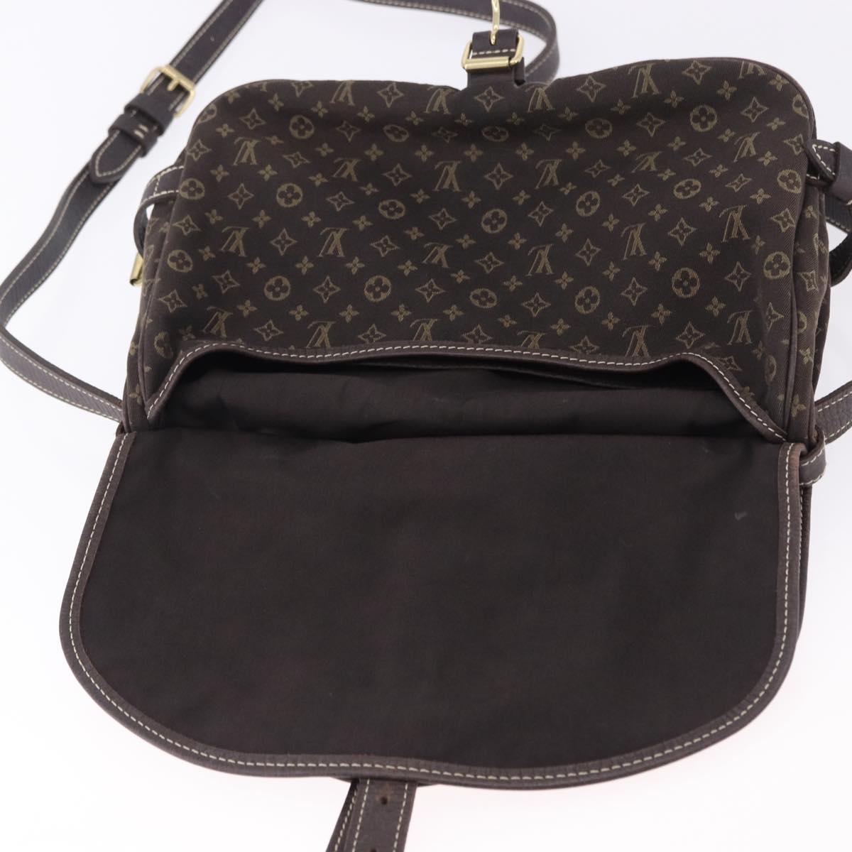 LOUIS VUITTON Monogram Mini Lin Saumur 30 Bag Brown Fuzan M95227 LV Auth ep15730