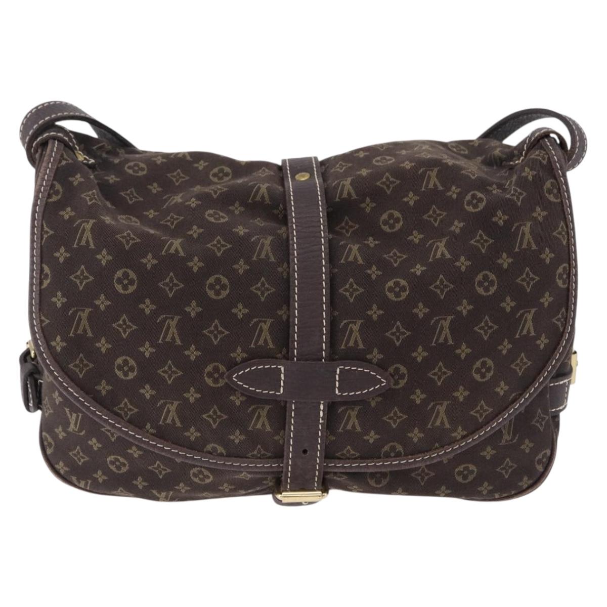 LOUIS VUITTON Monogram Mini Lin Saumur 30 Bag Brown Fuzan M95227 LV Auth ep15730