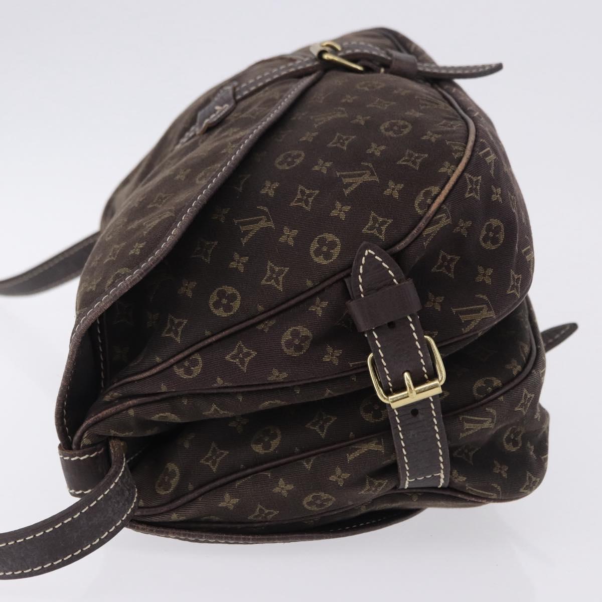 LOUIS VUITTON Monogram Mini Lin Saumur 30 Bag Brown Fuzan M95227 LV Auth ep15730