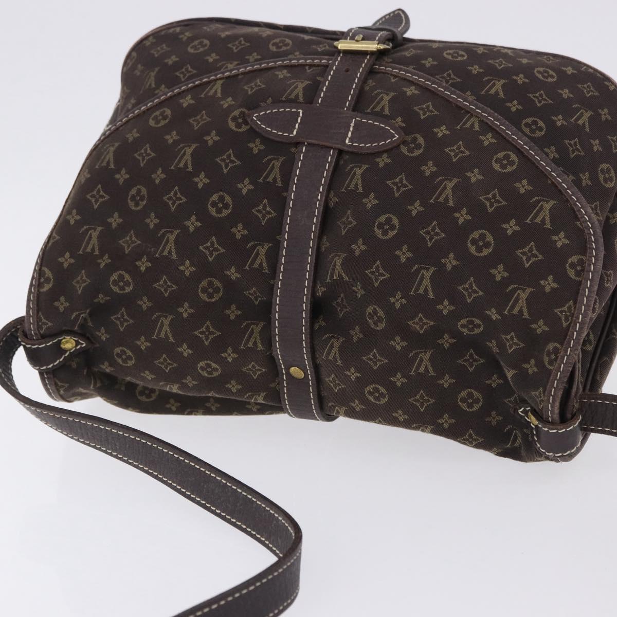 LOUIS VUITTON Monogram Mini Lin Saumur 30 Bag Brown Fuzan M95227 LV Auth ep15730