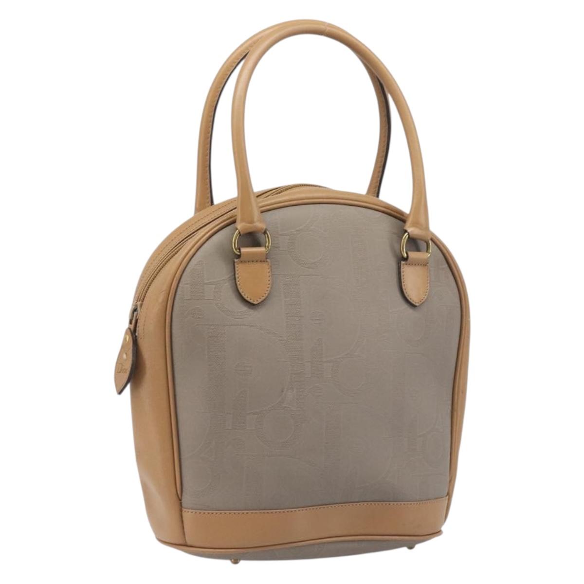 Christian Dior Trotter Hand Bag PVC Leather Beige Gold Tone Auth ep15735A