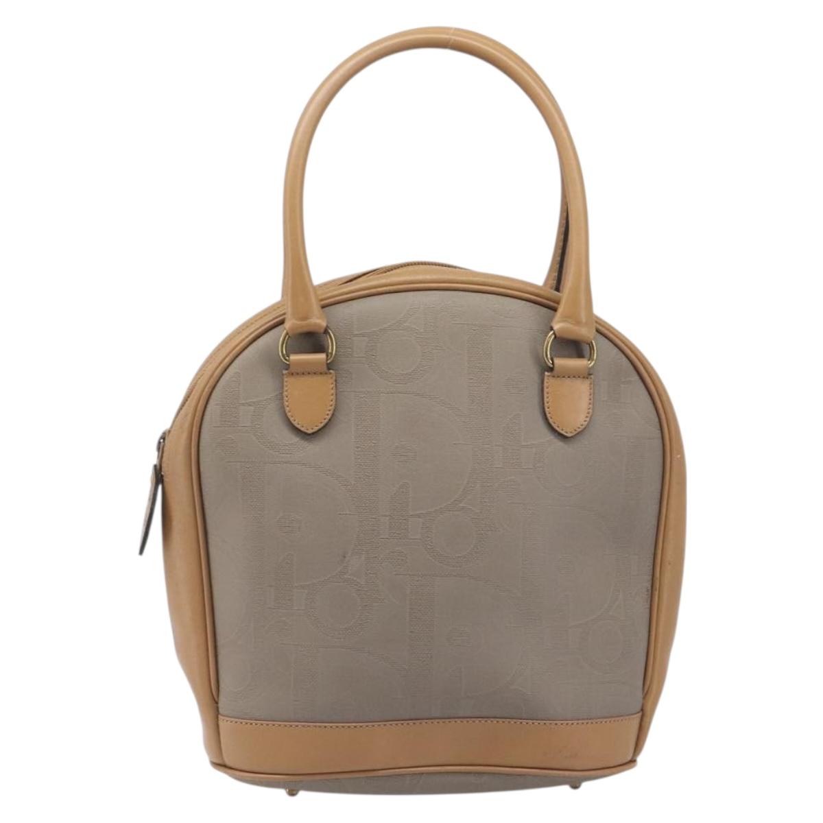 Christian Dior Trotter Hand Bag PVC Leather Beige Gold Tone Auth ep15735A