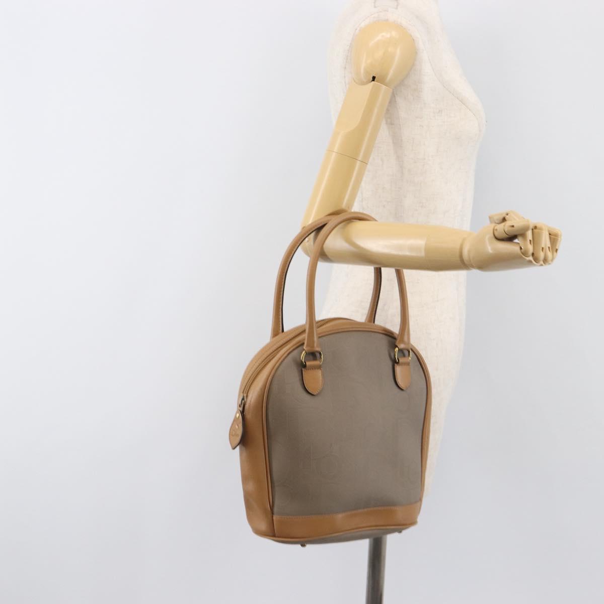 Christian Dior Trotter Hand Bag PVC Leather Beige Gold Tone Auth ep15735A