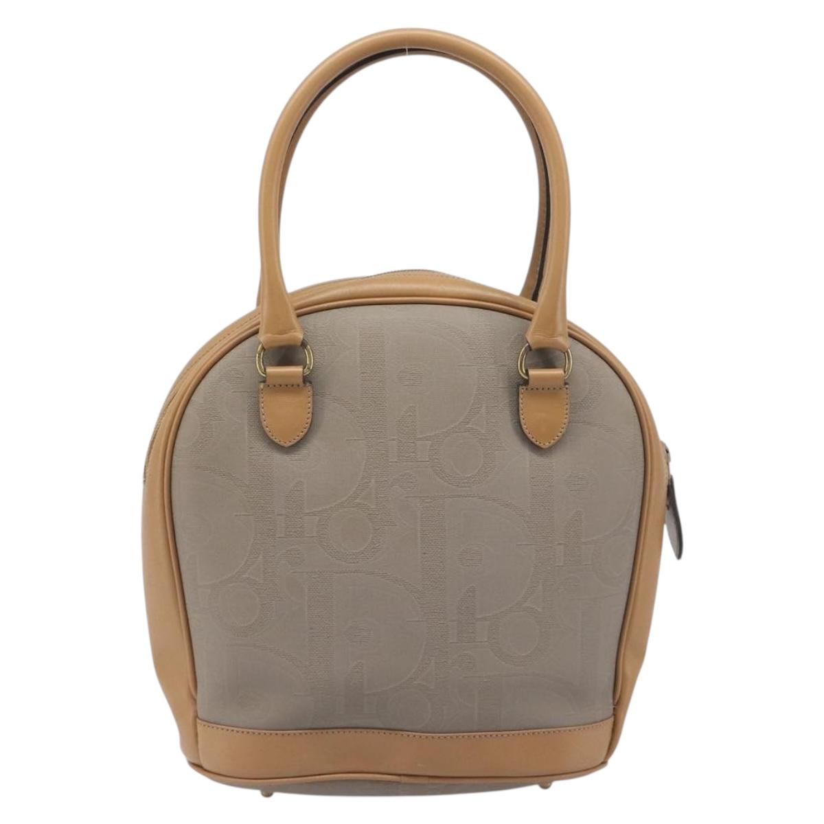 Christian Dior Trotter Hand Bag PVC Leather Beige Gold Tone Auth ep15735A