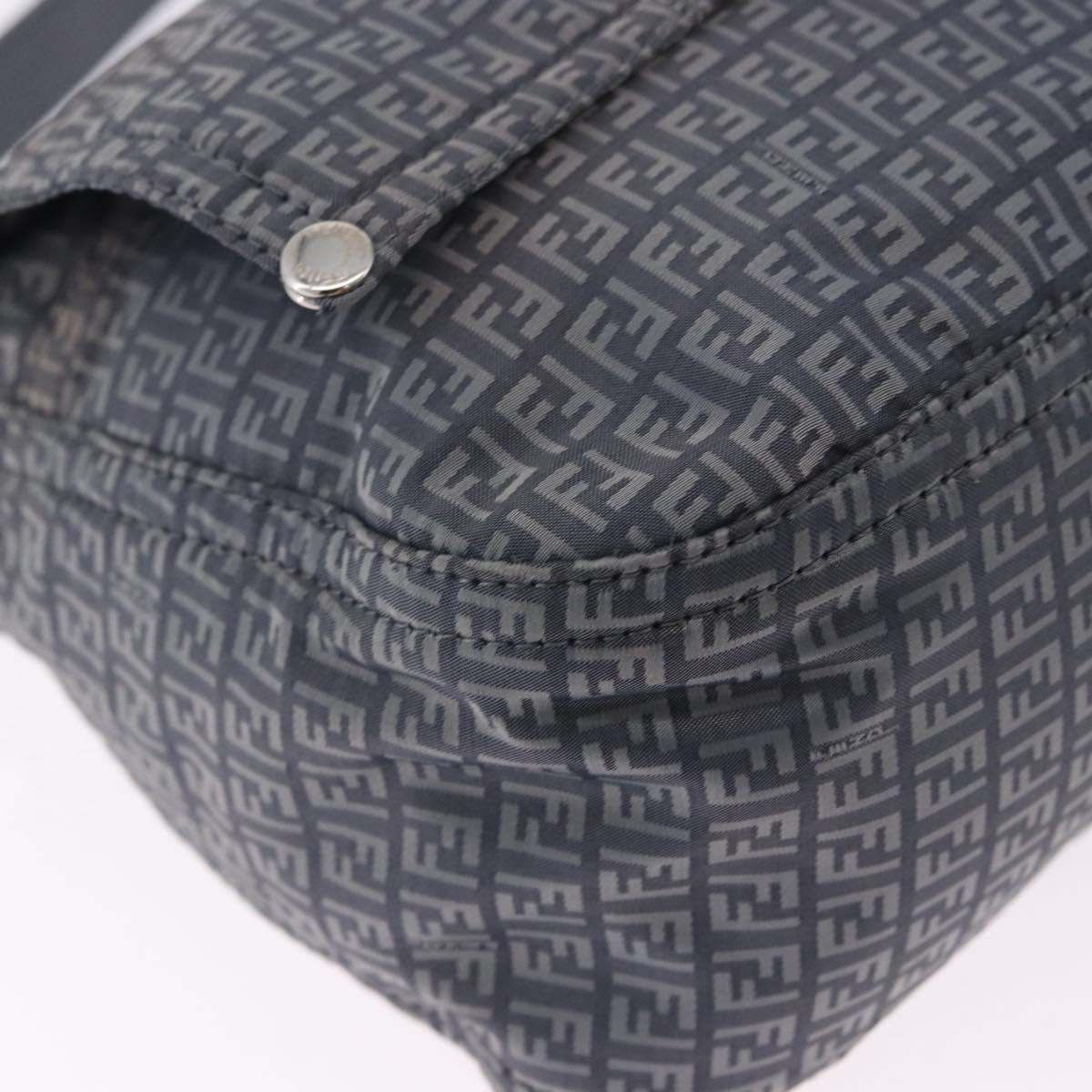 FENDI Zucchino Canvas Shoulder Bag Nylon Navy Silver 8BT166 Auth ep15741