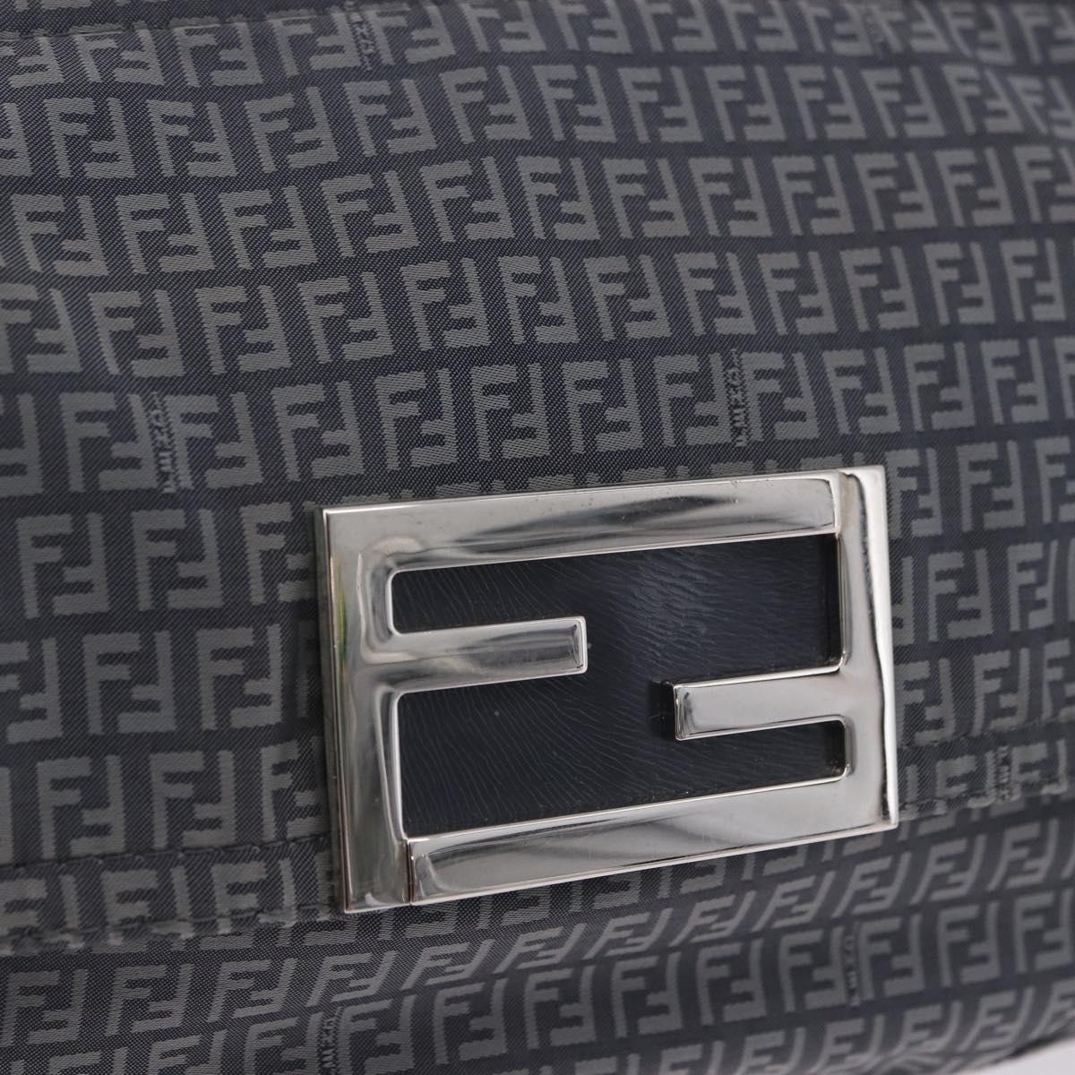 FENDI Zucchino Canvas Shoulder Bag Nylon Navy Silver 8BT166 Auth ep15741