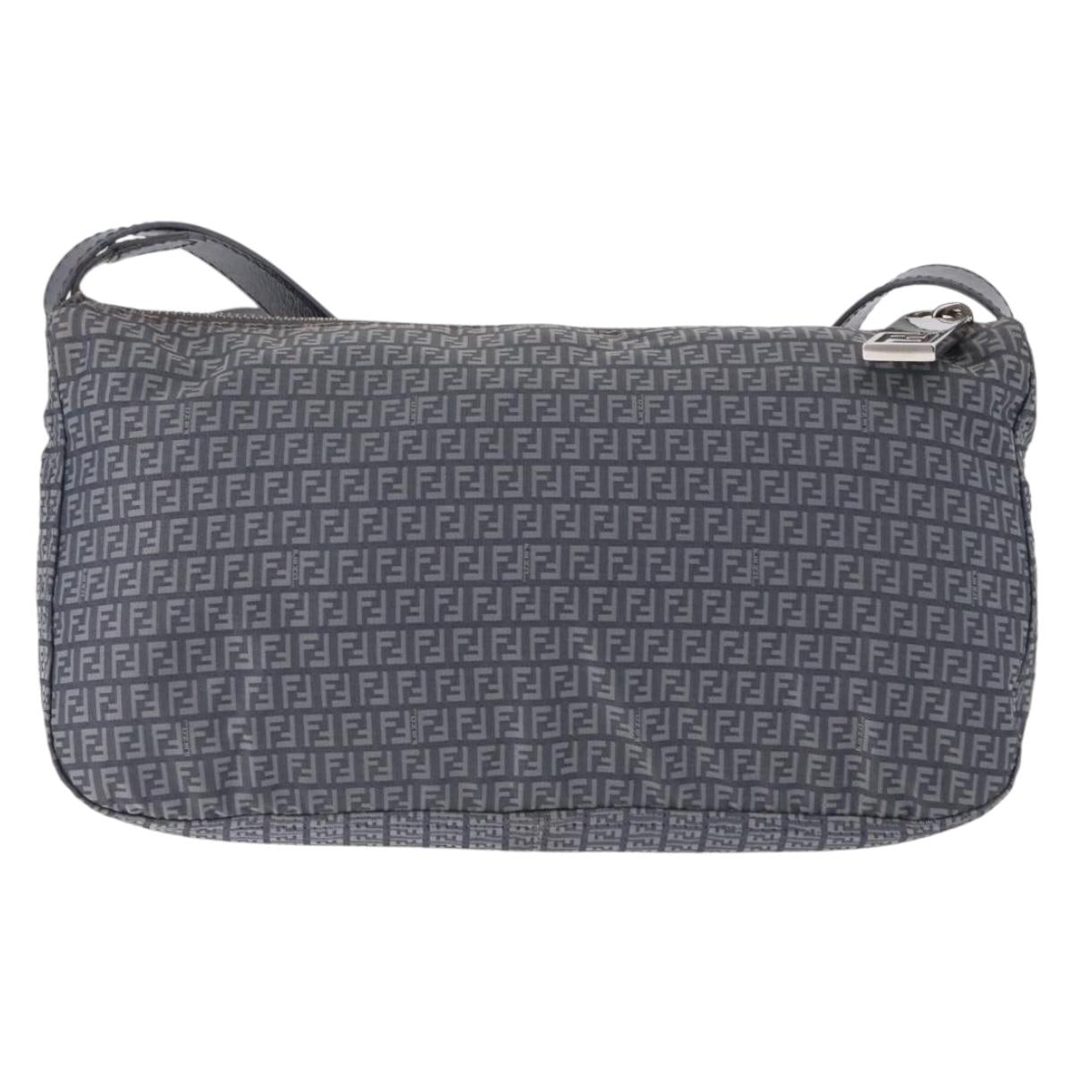 FENDI Zucchino Canvas Shoulder Bag Nylon Navy Silver 8BT166 Auth ep15741