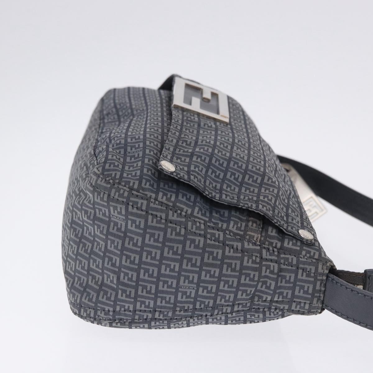 FENDI Zucchino Canvas Shoulder Bag Nylon Navy Silver 8BT166 Auth ep15741
